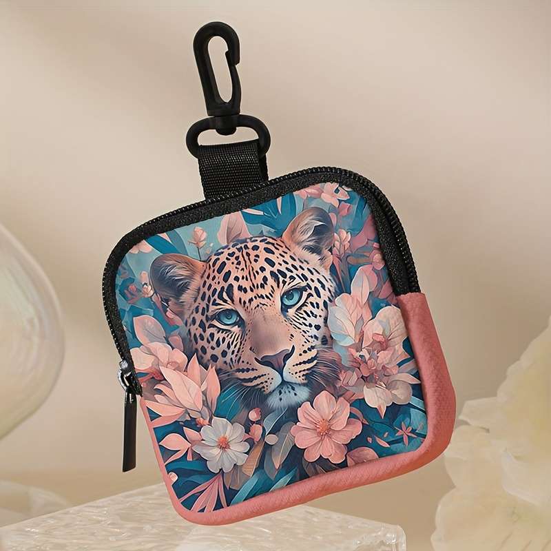 1pc 1pc Cartoon Flower Leopard Pattern Mini Multi-Functional Coin Wallet Simple Large Capacity De