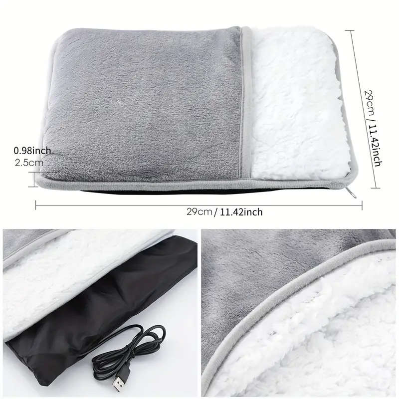 1pc USB-Powered Electric Foot Warmer Washable Flannel Heating Pad for Cozy Home Comfort