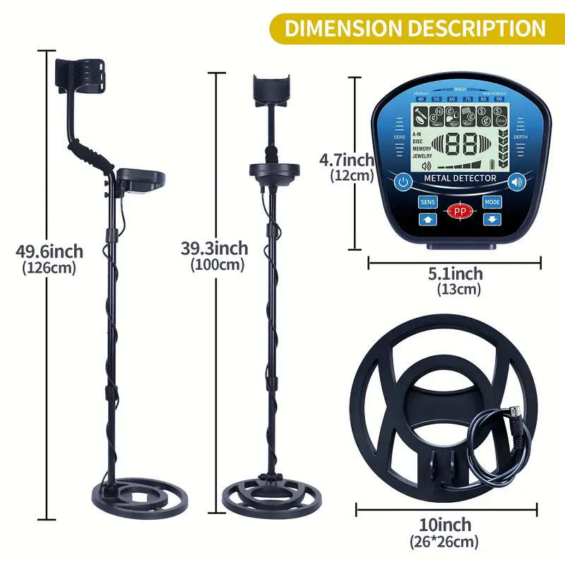 Professional 10" Coil Metal Detector with LCD Display