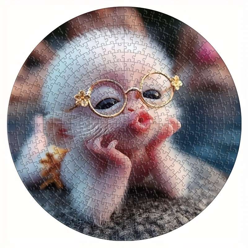 1000pcs Round Jigsaw Puzzle High-Definition Monkey Animal Telescope Planetary Close-