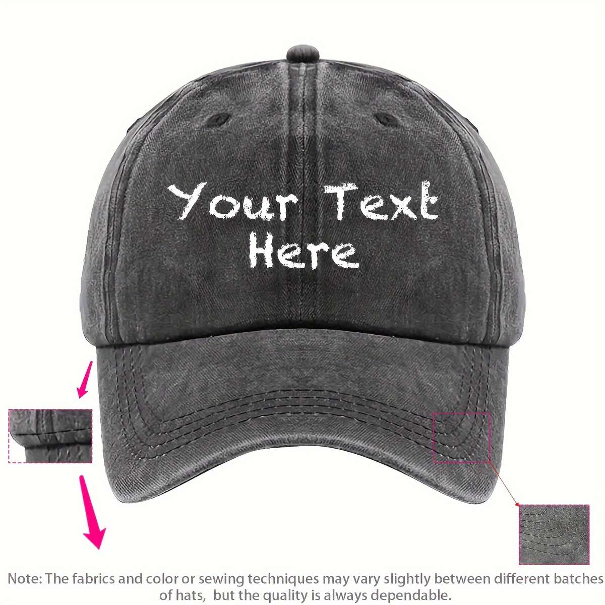 A Washable Fabric Baseball Cap With A Chalk-Style Font That Allows