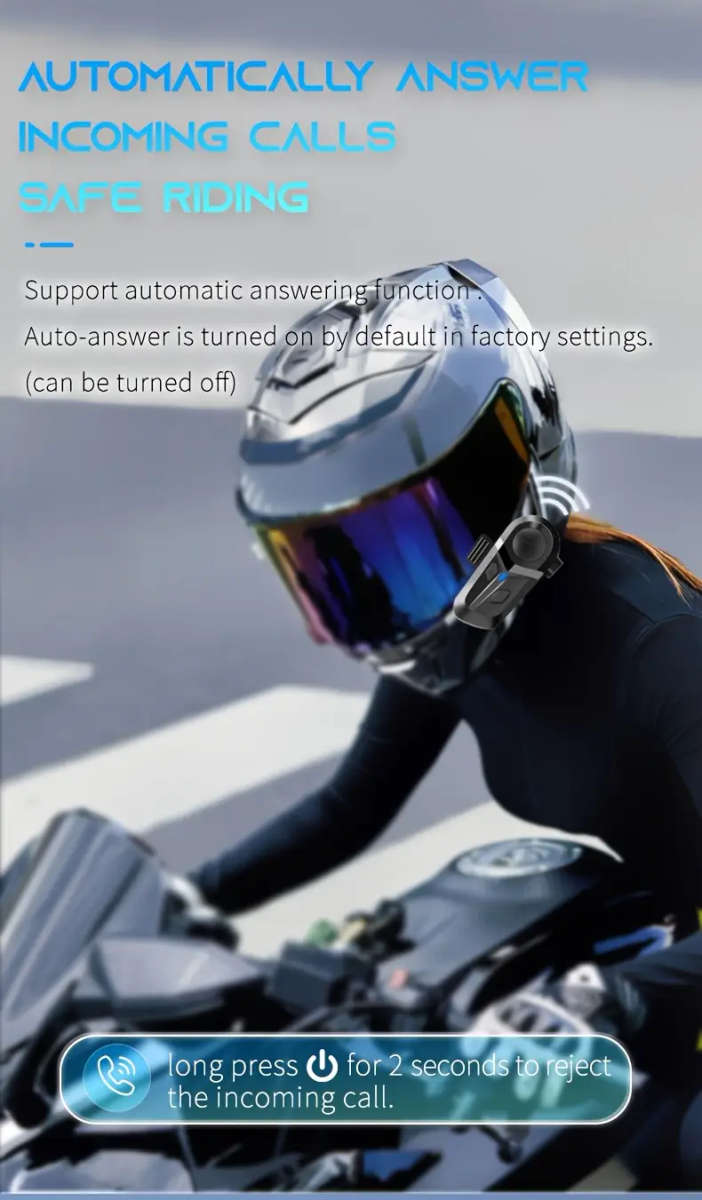 Wireless Motorcycle Helmet Headset with Noise Cancellation