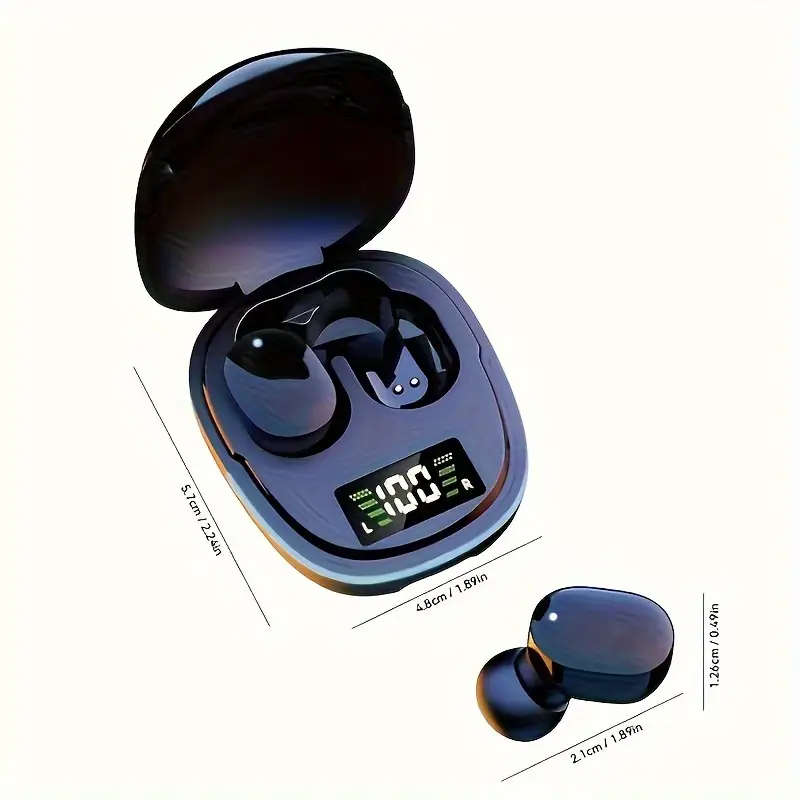 Sleek Wireless Earbuds with LED Display Touch Control USB Charging Case Ideal for Sports Gaming