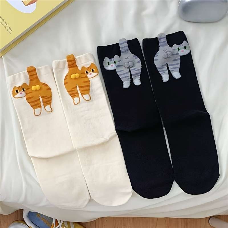 4 Pairs In Random Colors One Size High Elastic Socks