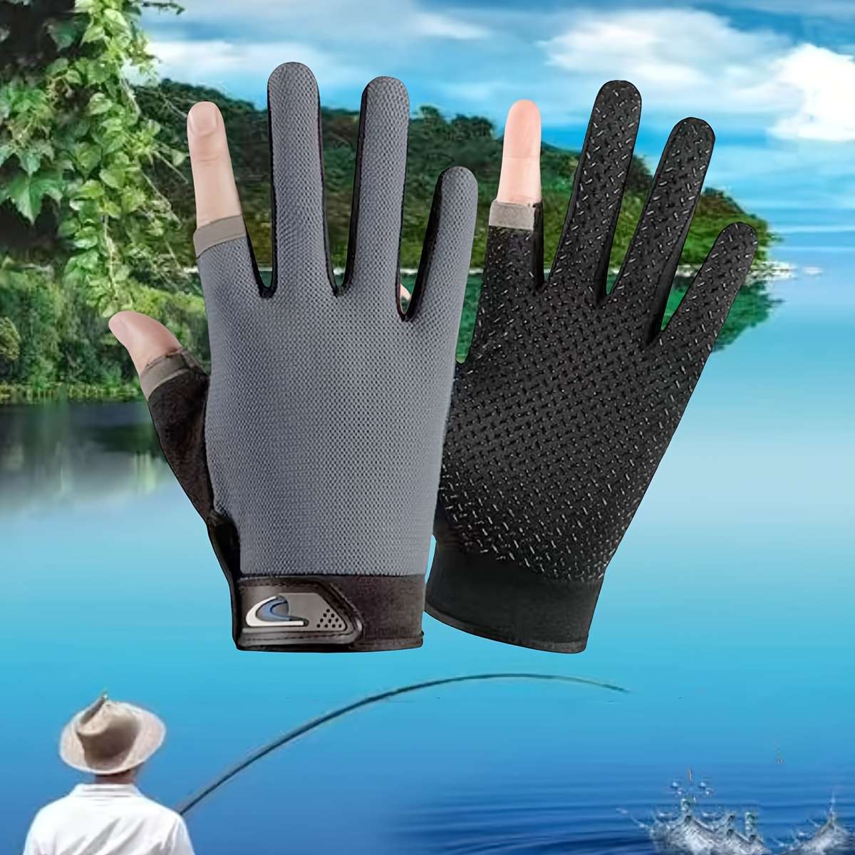 1 Pair Grey Outdoor Sports Gloves