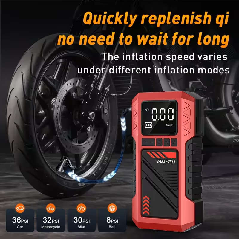 Heavy Duty 9 in 1 Emergency Car Jump Starter and Tyre Inflator