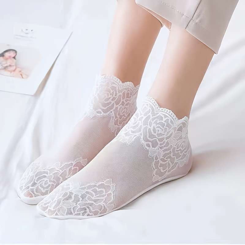 5 Pairs Light Beige One Size High Elastic Socks