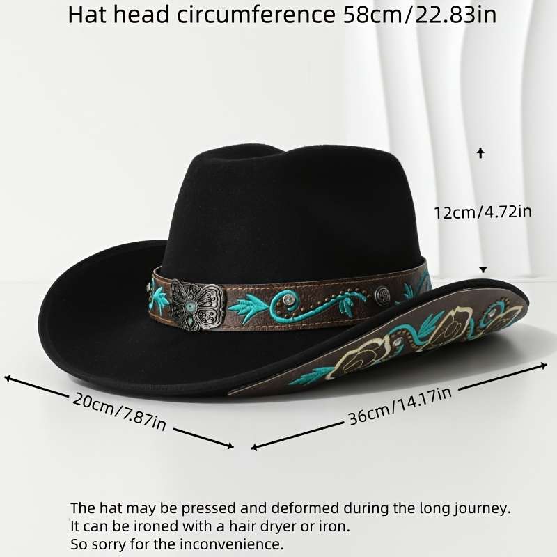 Stylish Denim Hat with Embroidered Butterfly Design And Metal Studs Perfect