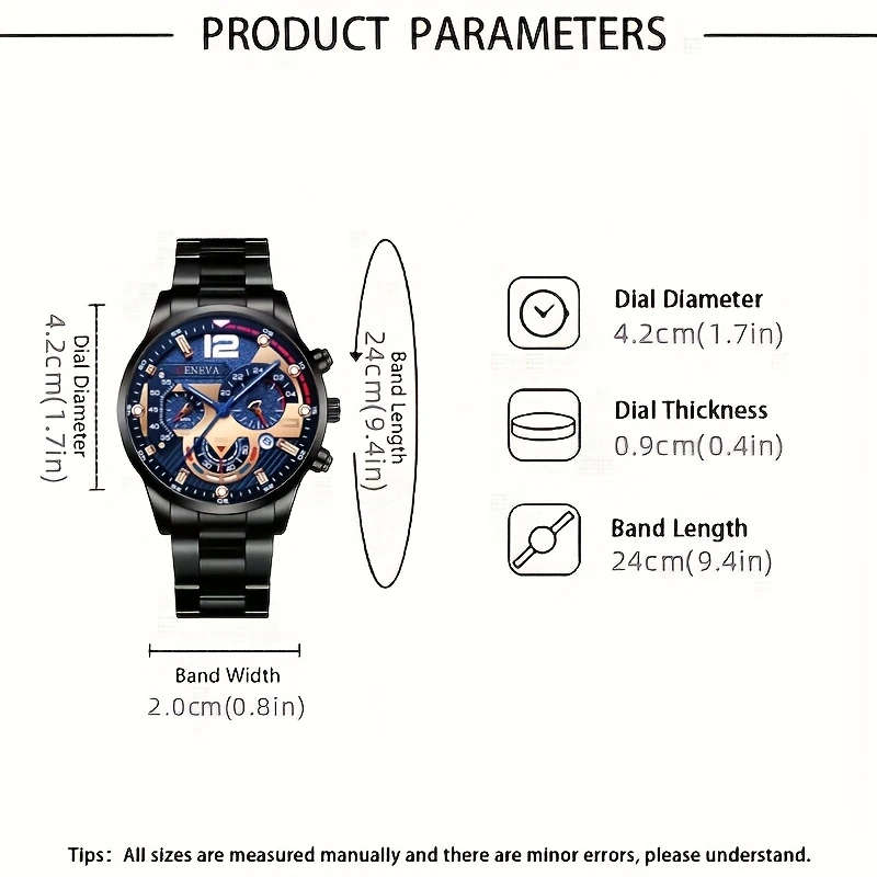 1pc Luxury Men's Quartz Watch Set Business and Casual Timepiece Suitable for School Opening Christma