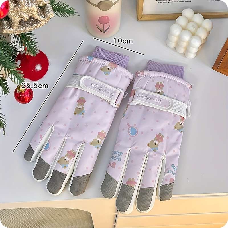 1 Pair Purple Warm Gloves