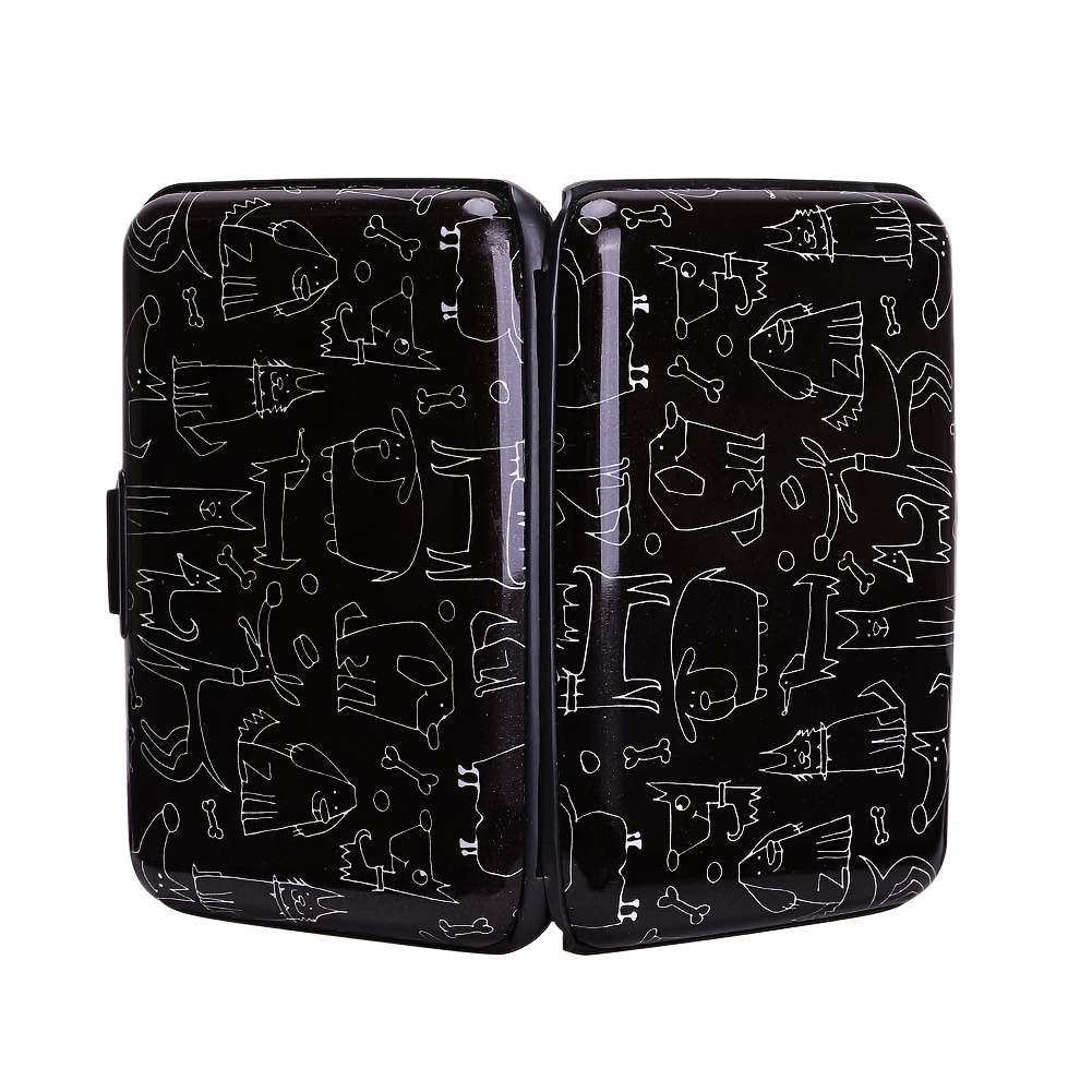Rong Ren Hui Modern Egyptian-Inspired Line Art Rfid Blocking Aluminum Wallet Compact Metal Ca