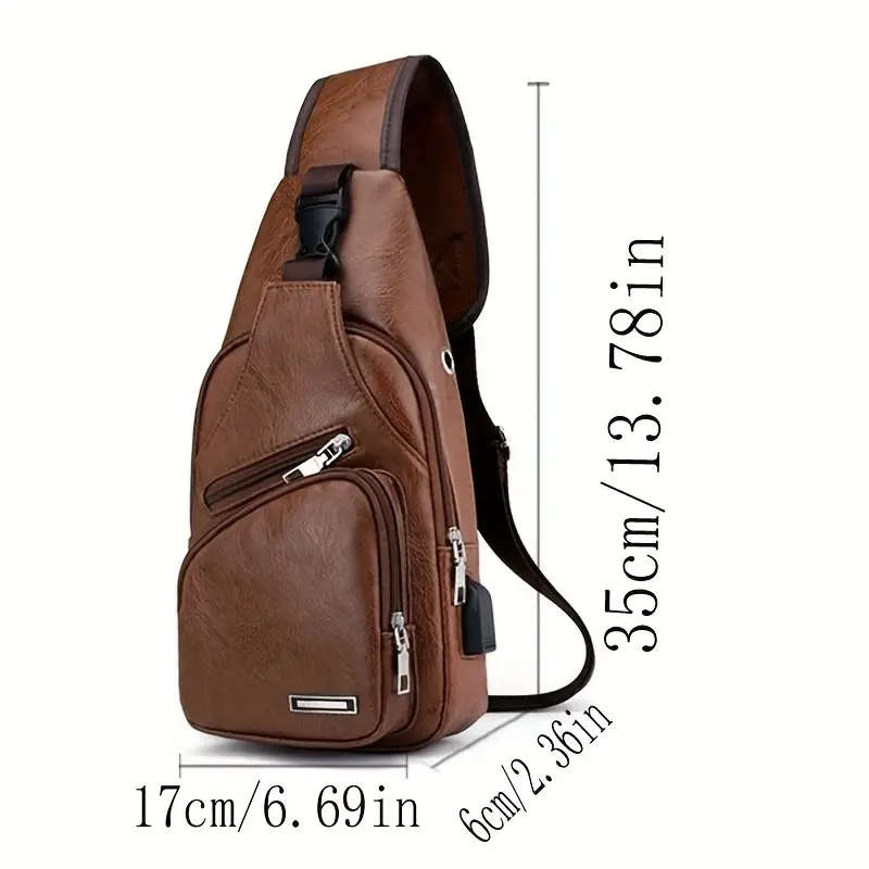 1 PC Men's PU Leather Crossbody Bag