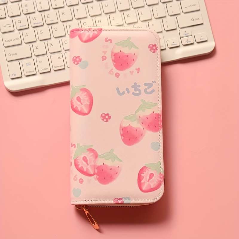 Fruit Pattern Zipper Wallet Large Capacity Multi-Card Slot Lightweight Synthetic Faux Leat