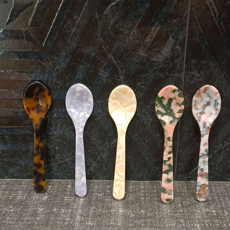 5pcs set 11.58cm Vibrant Butter Dessert Knives Ice Caviar Spoons Stirring Teaspoons Sty