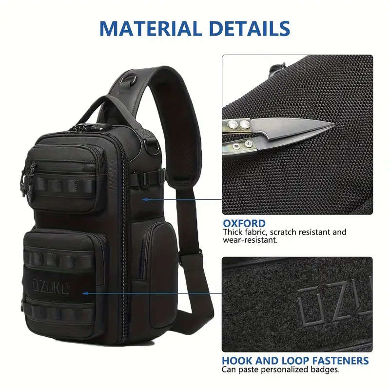 Men's Chest Bag with Multi-Functional Pockets Adjustable Shoulder Strap Hand Washable Zippered Cross