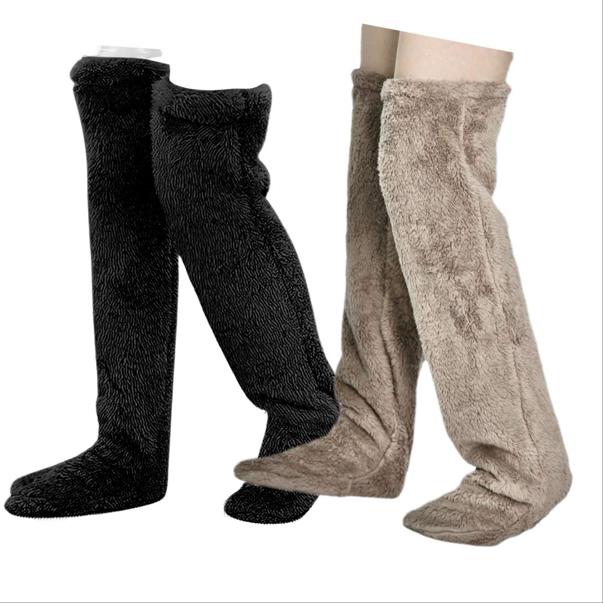 Sock Black Add Light Brown 2Pairs One Size