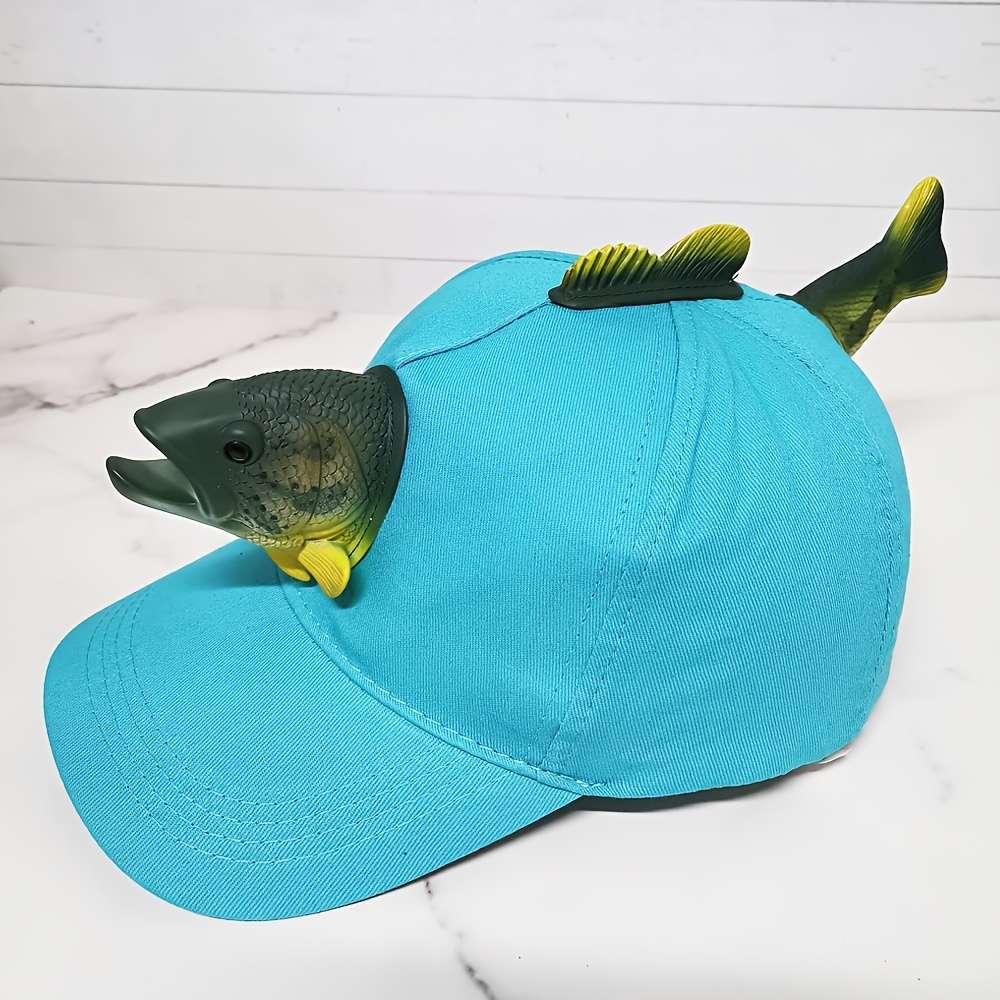 Funky 3D Trout Fish Decor Baseball Cap Lightweight Polyester Sun Hat with Mesh Back PVC Coat