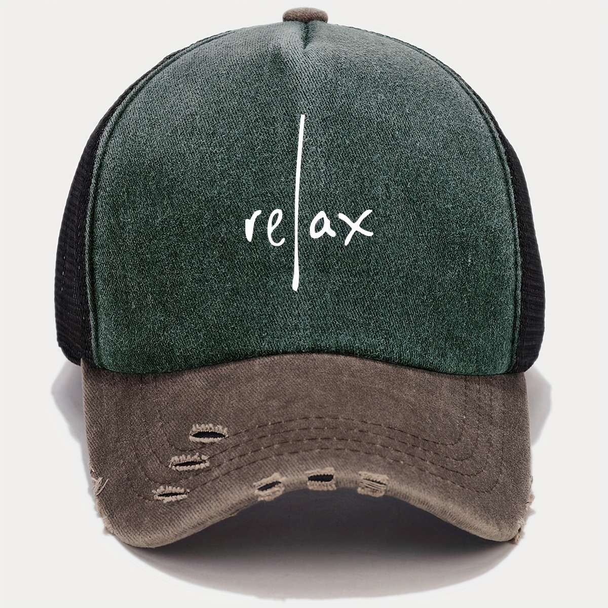 RELAX Artistic Letter Print Baseball Cap Multicolor Blend Trucker Hat Lightweight Breatha