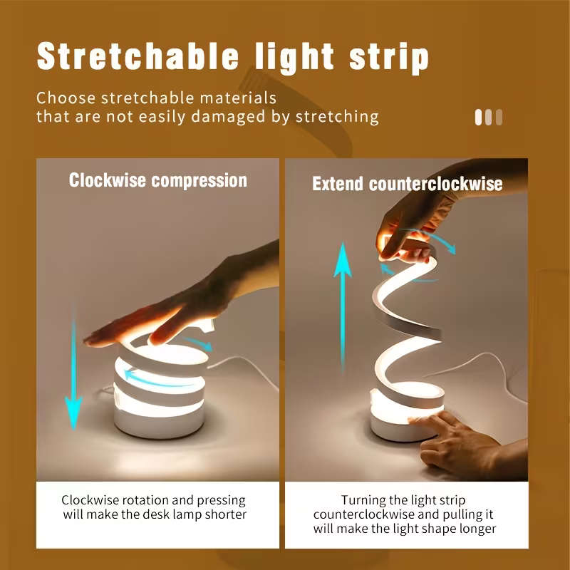 Two Modern Geometric Spiral Table Lamps Space Black Suit Version