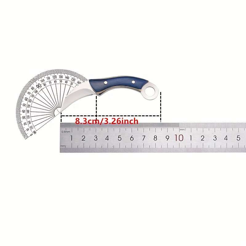 1pc Compact Stainless Steel Keychain Knife with Red Handle Faux Leather Sheath