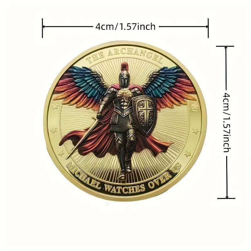 Three-dimensional Painted Armor Archangel Commemorative Coin 40MM