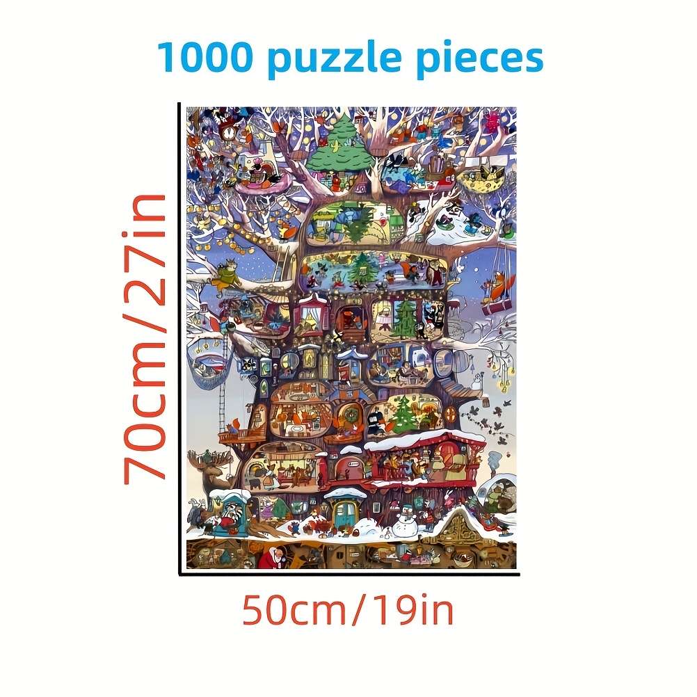 1000pcs Entertainment Tree Puzzle 50cm x 70cm Rectangular Mixed Colors Portable