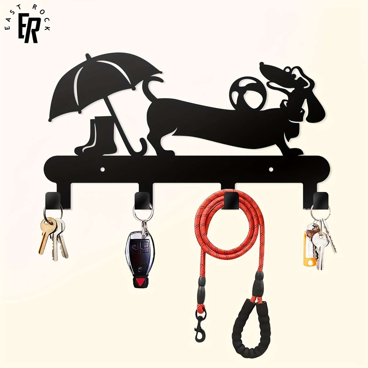 1pc Adorable Dog Umbrella  Rain Boot Wall-Mounted Key  Leash HookRust-Resistant Metal Powder