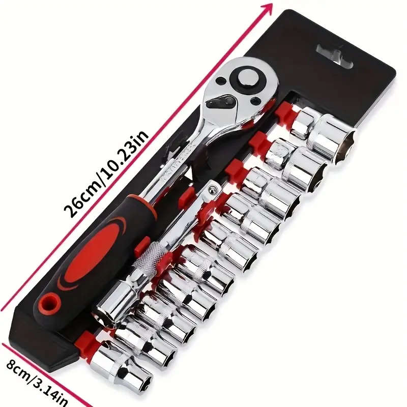 12-Piece Socket Wrench Set - Durable Steel