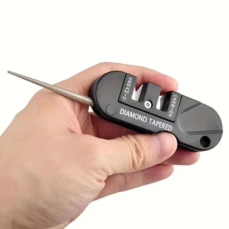 1pc Diamond Tungsten Steel 4-in-1 Knife Sharpener Multifunctional Portable Outdoor Knife Sharpening