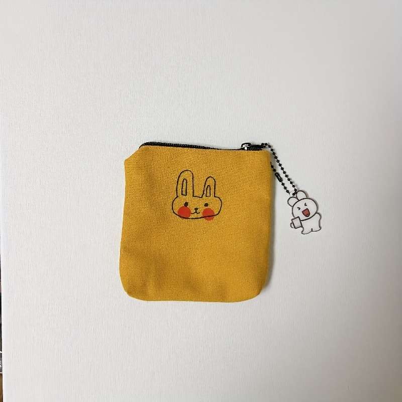 Small Canvas Cute Bunny Coin Purse Simple Fresh Hand Wash Or Professional Dry Clean