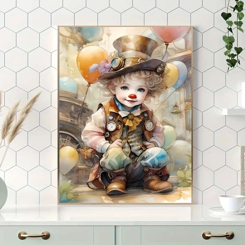 1000-Piece Jigsaw Puzzle Clown with Flowers Design Durable Thick Paper Puzzle for A