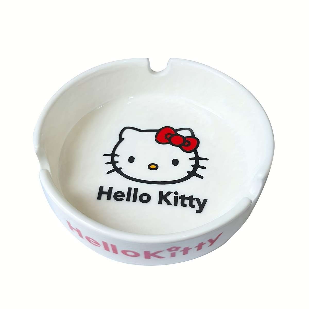 1pc Sanrio Hello Kitty Ceramic Ashtray Classic Animal Theme Round Shape No Electricity Neede