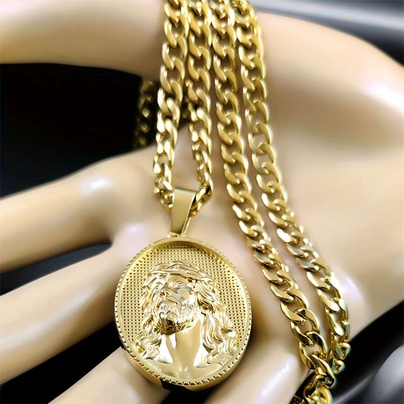 1 Piece Golden Jesus Theme Pendant