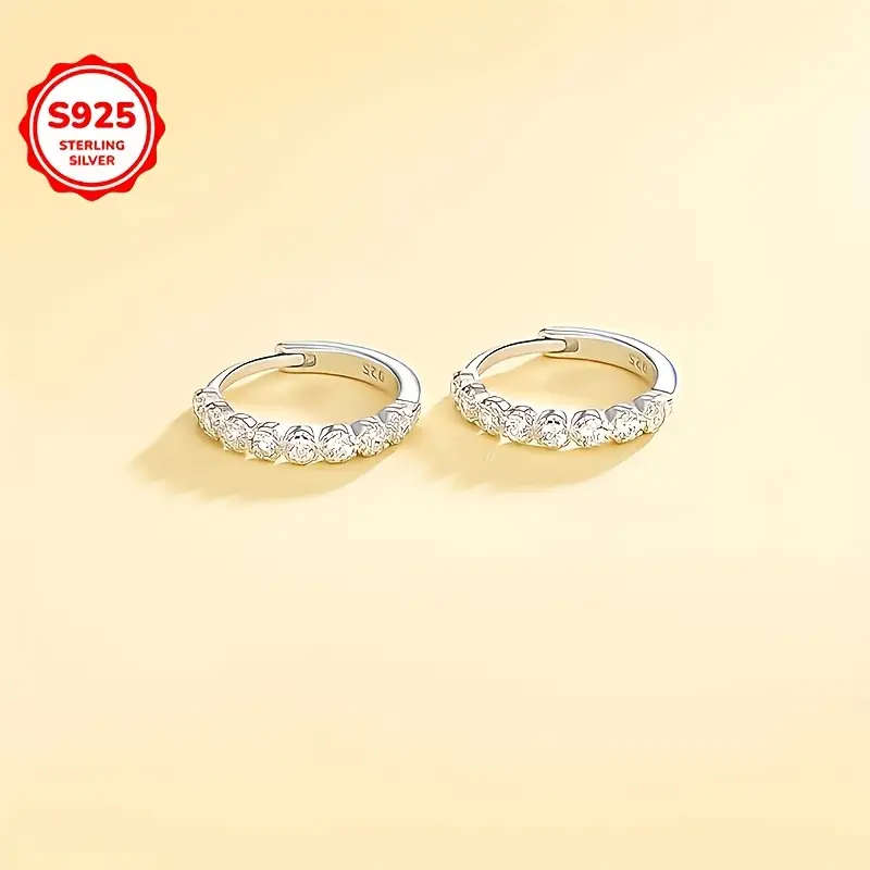 925 Sterling Silver Earrings with Sparkling Synthetic Zirconia Accents