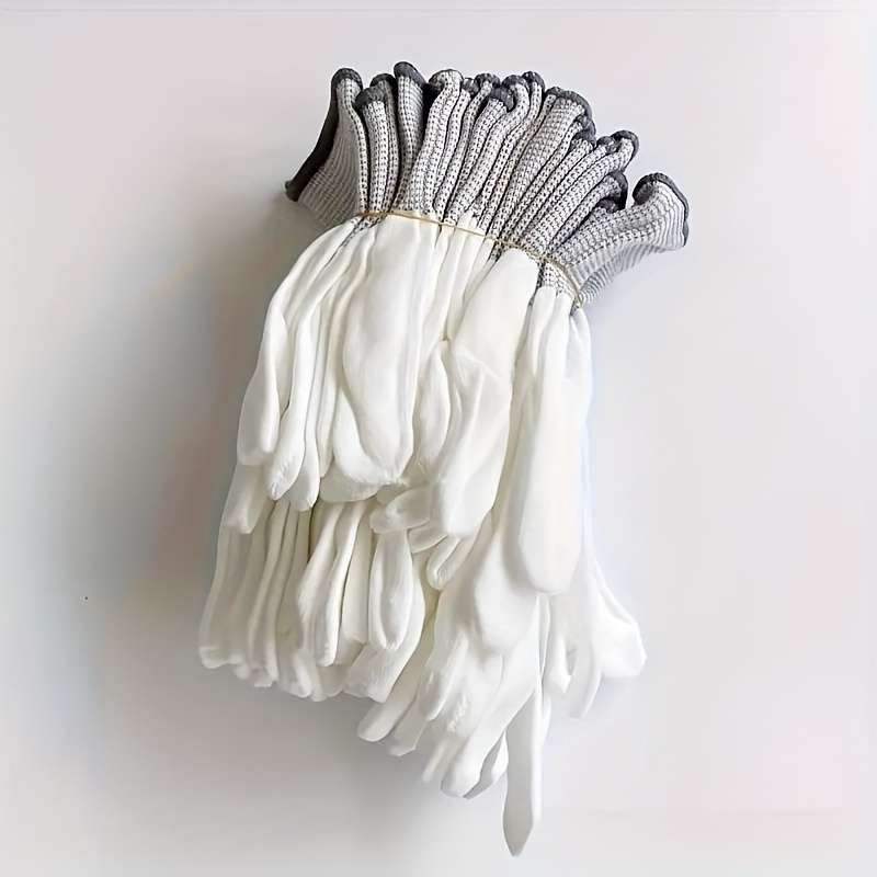 6 Pairs White Multi Purpose Work Gloves