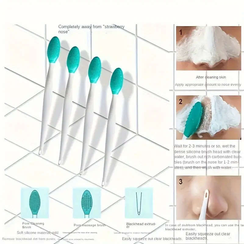 1pc Silicone Facial Cleansing Brush 2-in-1 Soft Dual-Sided Exfoliating Face Scrubber Formaldehyde-Fr