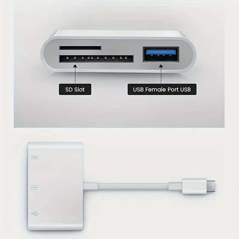 High-Speed 3-in-1 USB-C SD Card Reader