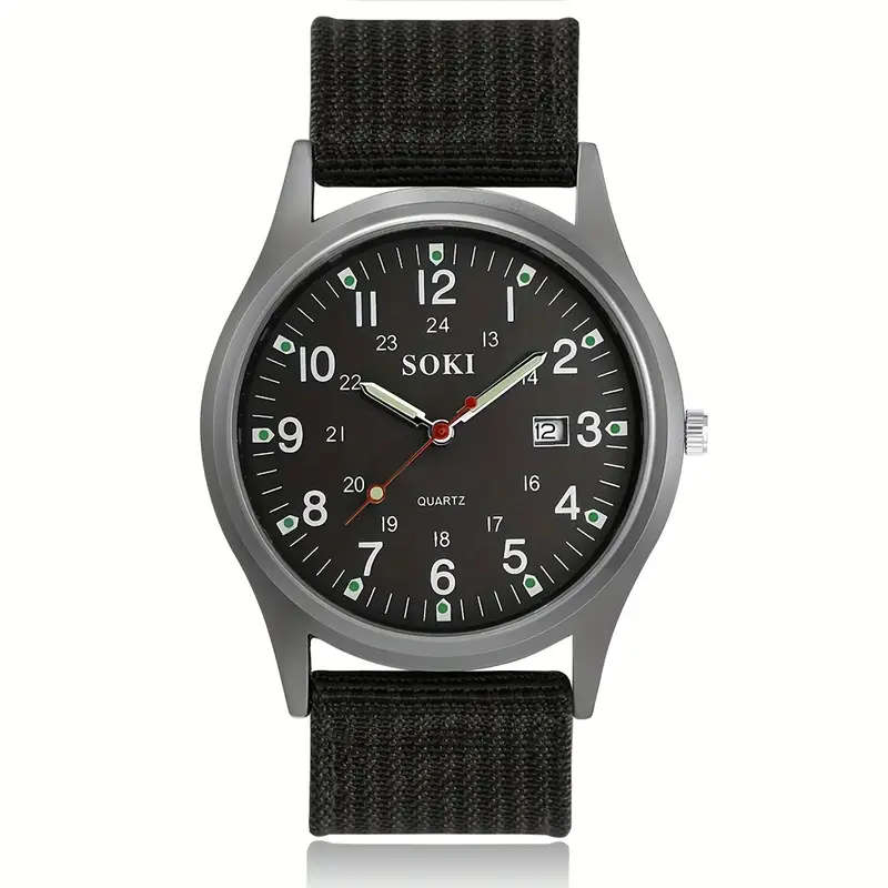 SOKI - Luminous Nylon Band Military Watch - Black