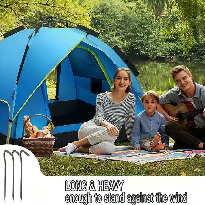 8 Pieces Metal Heavy Duty Tent Pegs with Hooks