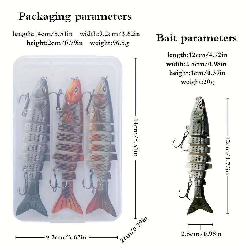 3Pcs Multi Joint Fishing Lures Set