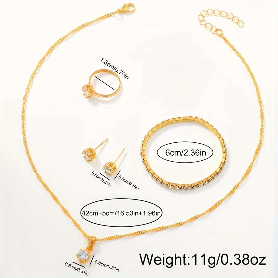 6pcs Set Women's Quartz Watch Set Bracelet Necklace Ring Earrings Jewelry Set Yellow Sunflower Fashi