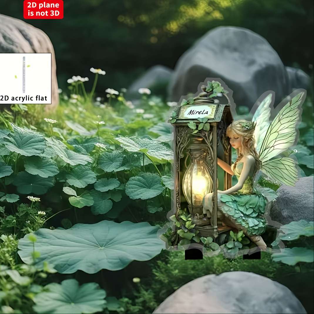 1pc 2D Flat    Printing Bohemian Style Garden Decorative Ground Plug Lantern Elf Deco