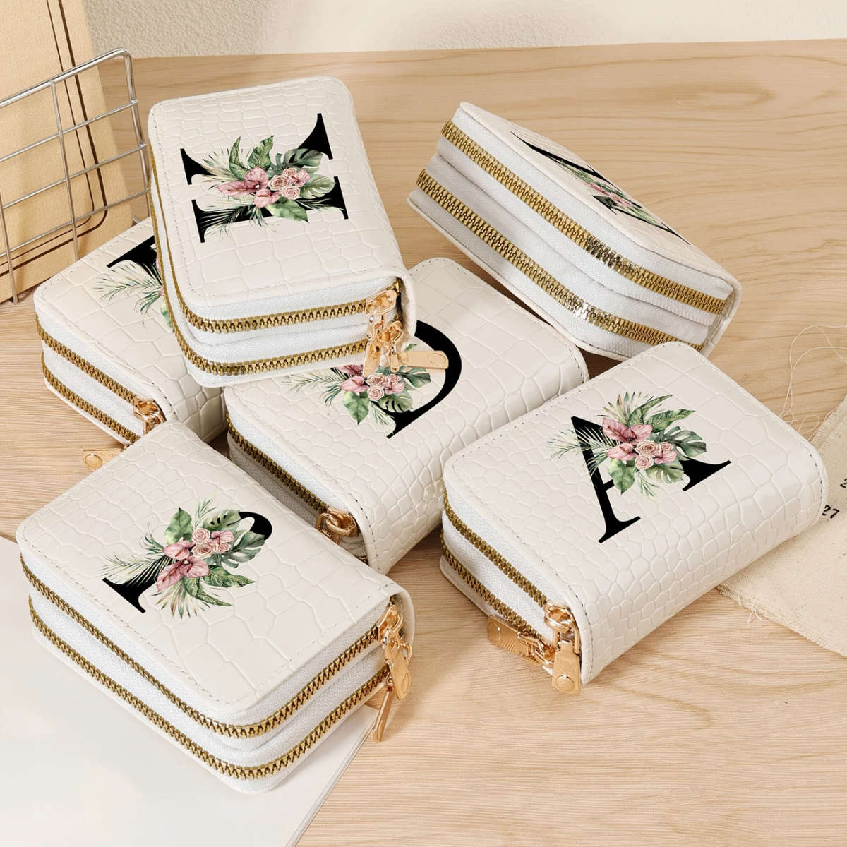 Large Capacity Double Zipper Crocodile Pattern PU Women's Credit Card Wallet