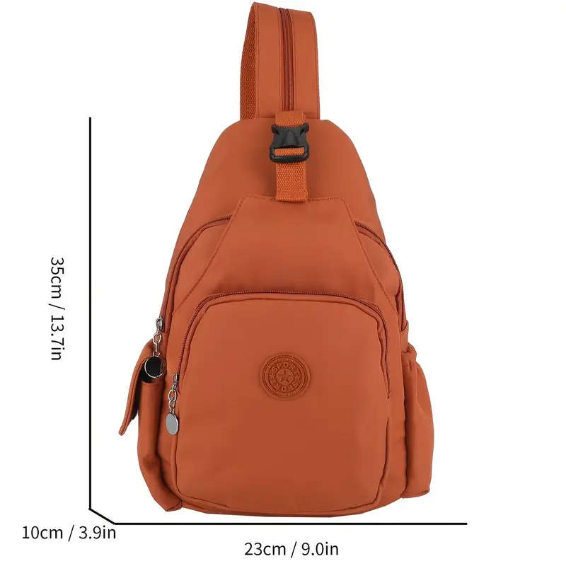 1pc Chic Large Capacity Backpack Versatile Stylish Machine Washable Solid Color in Orange Black Dura