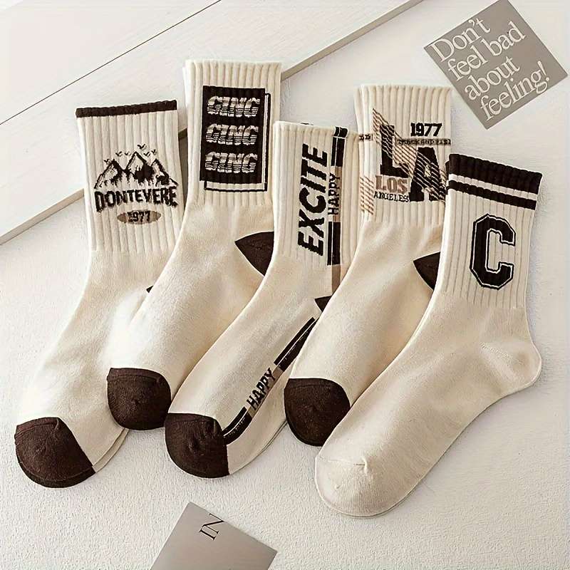 4 Pairs Of Coffee Colored Mid Calf Socks Sock One Size
