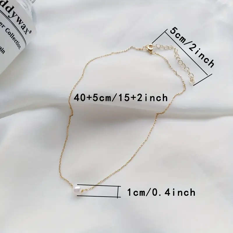 Golden-Tone Faux Pearl Pendant Necklace for Women