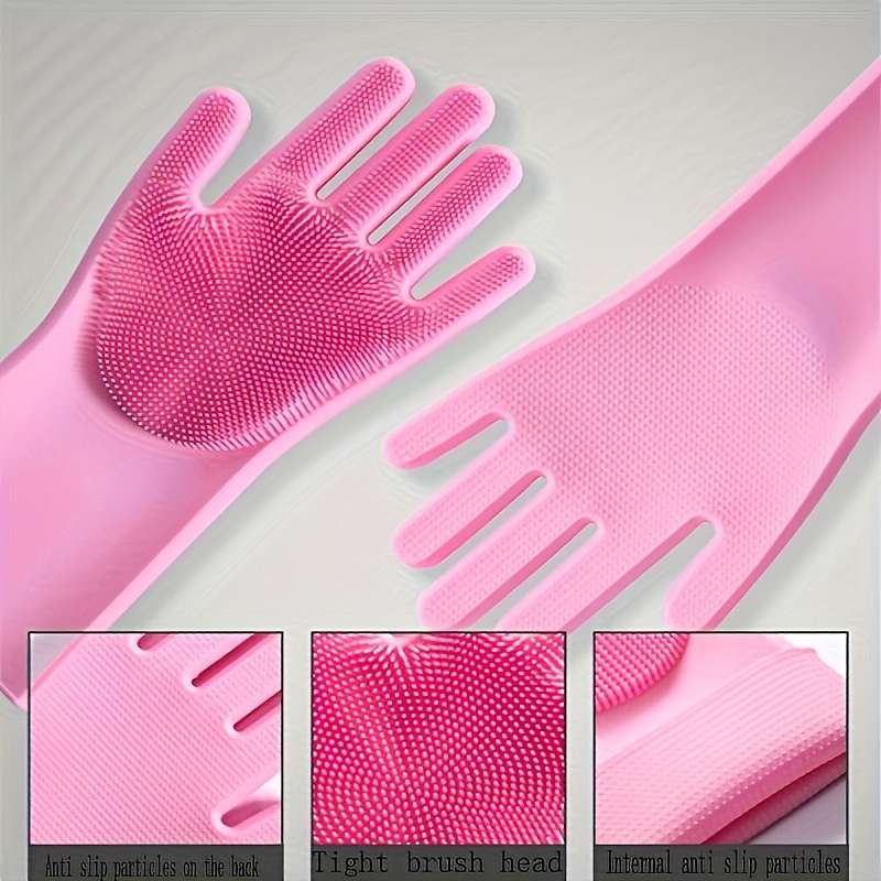 1 Pair Pink Household Cleaning Gloves