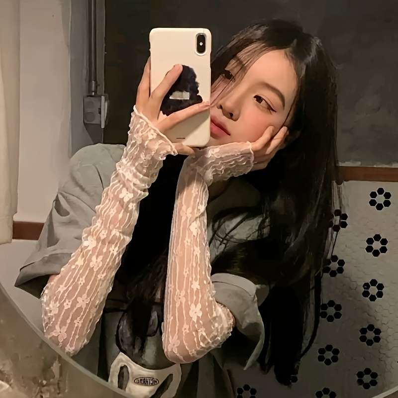 1 Pair White Adult Lace Ballet Style Gloves