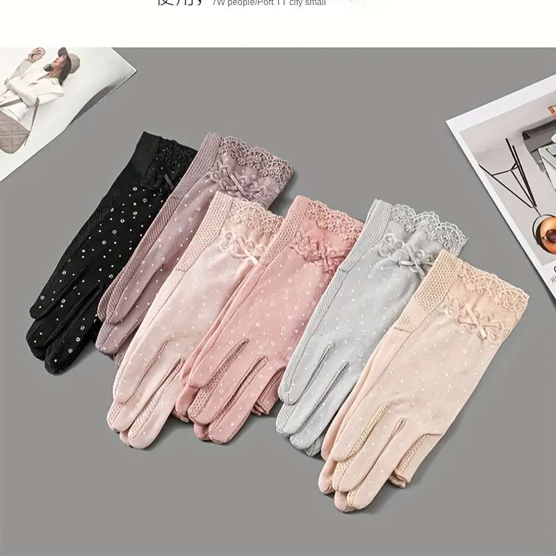 1 Pair Light Pink Summer Lace Gloves