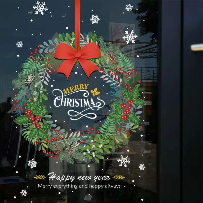 Christmas Window Decorations Static Window Stickers With Merry Christmas Text